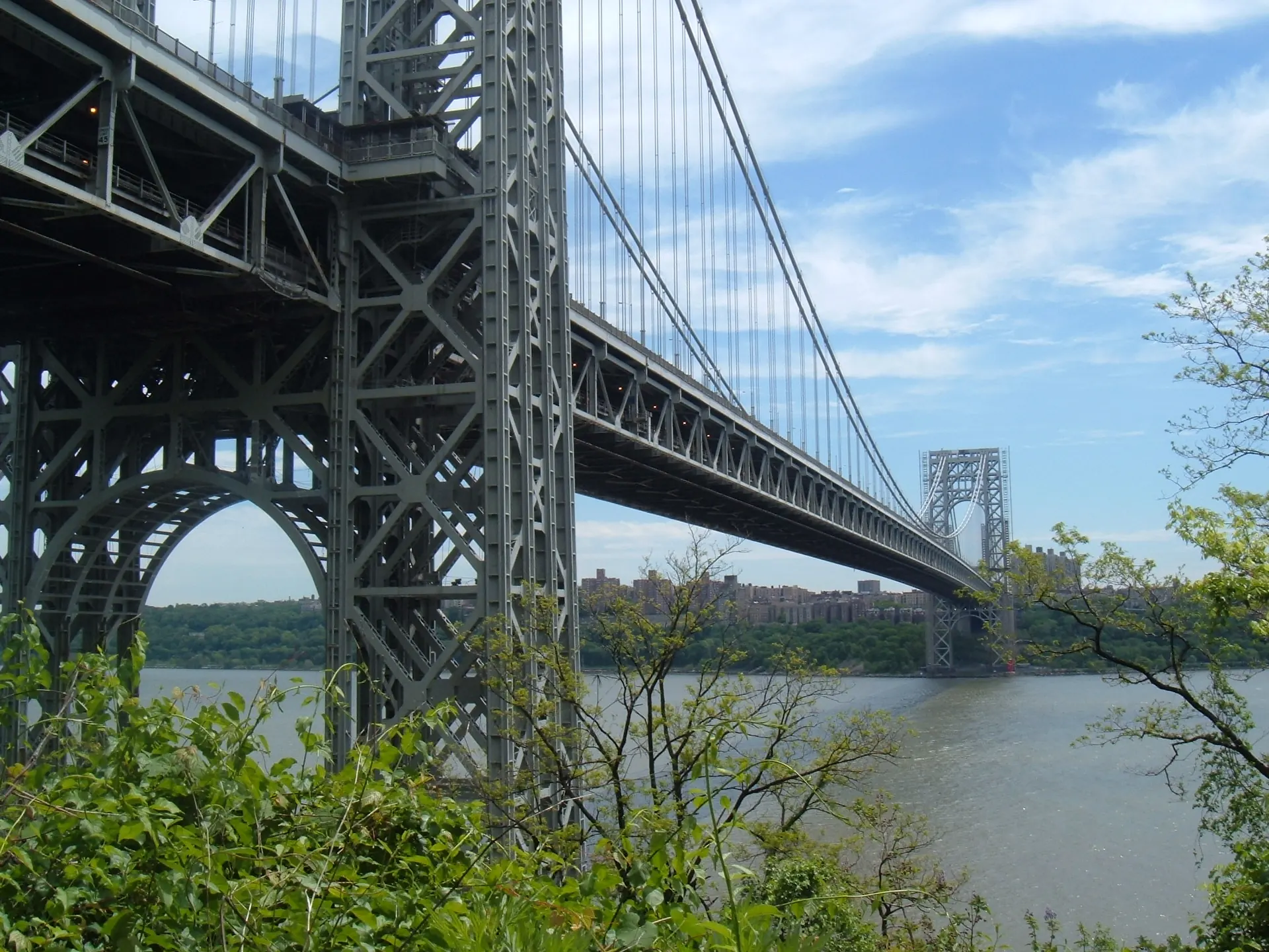 The George Washington Bridge over the Hudson River, seen from Fort Lee in Bergen County